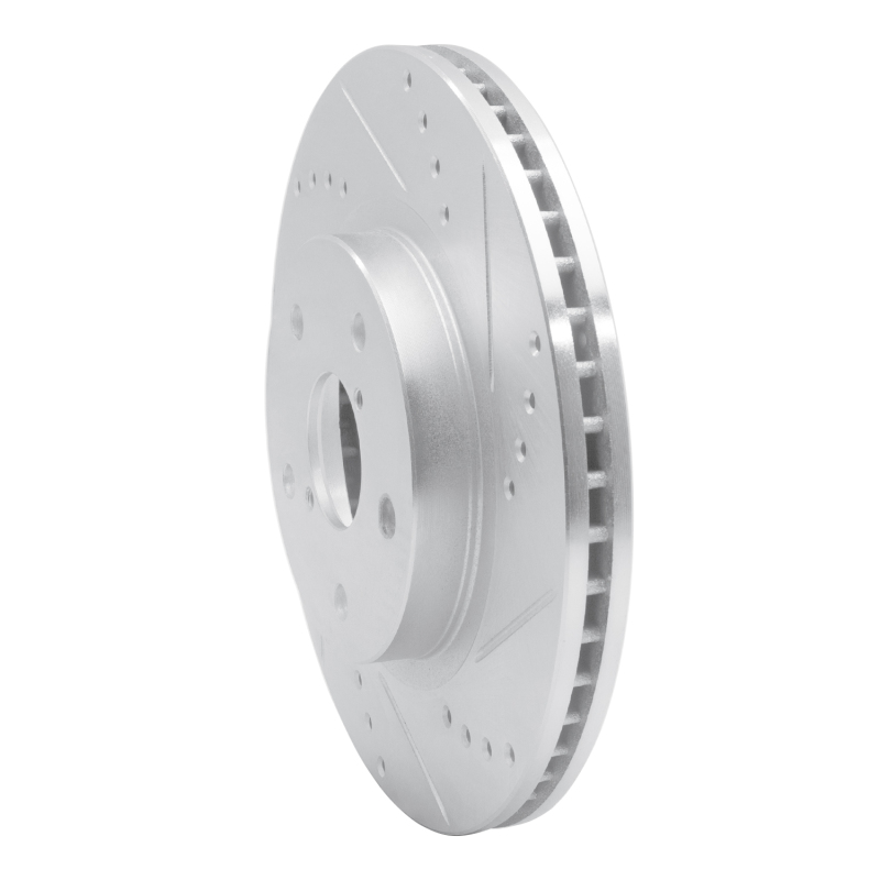 Subaru Forester Brake Rotor (1) - Front Right - R1 Concepts - Drilled & Slotted - Silver - `19-`24